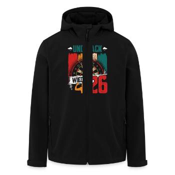 Dartspieler UND ZACK WIEDER 26 Lustiges Darts - Recycelte Männer Softshell-Jacke von Stanley/Stella - Schwarz - Vorne - AI Model Male 185 light (185cm)