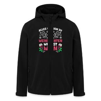 Glühwein ALLES WAS ICH ZU WEIHNACHTEN WILL IST - Recycelte Männer Softshell-Jacke von Stanley/Stella - Schwarz - Vorne - AI Model Male 185 light (185cm)