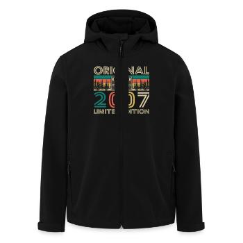 Original 2007 Vintage Retro Anniversary Gift - Men’s Recycled Softshell Jacket by Stanley/Stella - black - Front - AI Model Male 185 light (185cm)