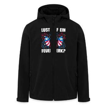 Pyrotechnik LUST AUF EIN FEUERWERK Lustiges - Recycelte Männer Softshell-Jacke von Stanley/Stella - Schwarz - Vorne - AI Model Male 185 light (185cm)