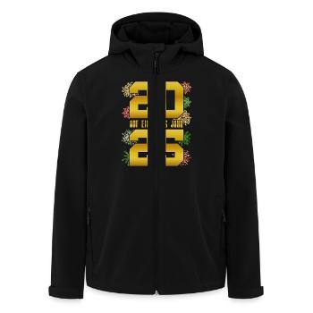 Feuerwerk AUF EIN FROHES JAHR 2025 Silvester - Recycelte Männer Softshell-Jacke von Stanley/Stella - Schwarz - Vorne - AI Model Male 185 light (185cm)