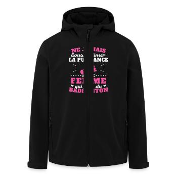 The power of a woman who plays badminton - Men’s Recycled Softshell Jacket by Stanley/Stella - black - Front - AI Model Male 185 light (185cm)