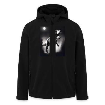 Schwarz-weißer T-Rex - Recycelte Männer Softshell-Jacke von Stanley/Stella - Schwarz - Vorne - AI Model Male 185 light (185cm)