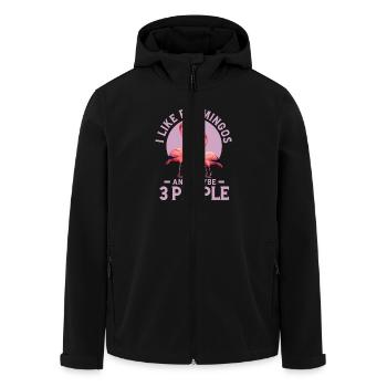 J’aime les flamants roses et peut-être 3 personnes oiseau rose mignon - Veste softshell homme en polyester recyclé Stanley/Stella - noir - Devant - AI Model Male 185 light (185cm)