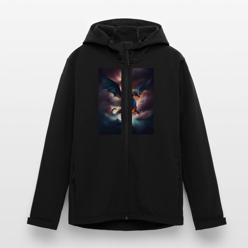 Cool dragon flying over the clouds Men’s Recycled Softshell Jacket Discoverer by Stanley/Stella