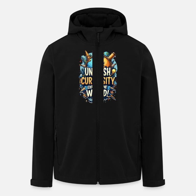 ENTDECKE DIE WELT - Recycelte Männer Softshell-Jacke von Stanley/Stella - Schwarz