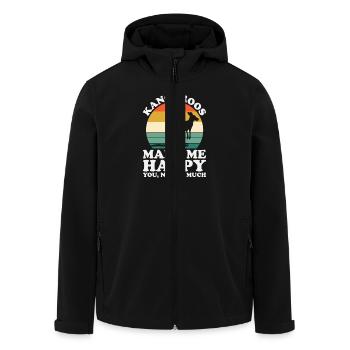 Kangaroos Make Me Happy Funny Kangaroo - Men’s Recycled Softshell Jacket by Stanley/Stella - black - Front - AI Model Male 185 light (185cm)
