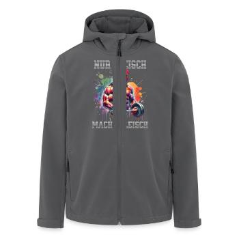 Only Meat Makes Meat Rooster Gym Saying - Men’s Recycled Softshell Jacket by Stanley/Stella - anthracite - Front - AI Model Male 185 light (185cm)