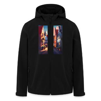 A walk in a city of Denmark - Men’s Recycled Softshell Jacket by Stanley/Stella - black - Front - AI Model Male 185 light (185cm)