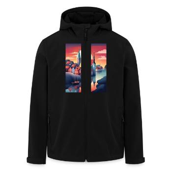 La ville du Danemark - Veste softshell homme en polyester recyclé Stanley/Stella - noir - Devant - AI Model Male 185 light (185cm)