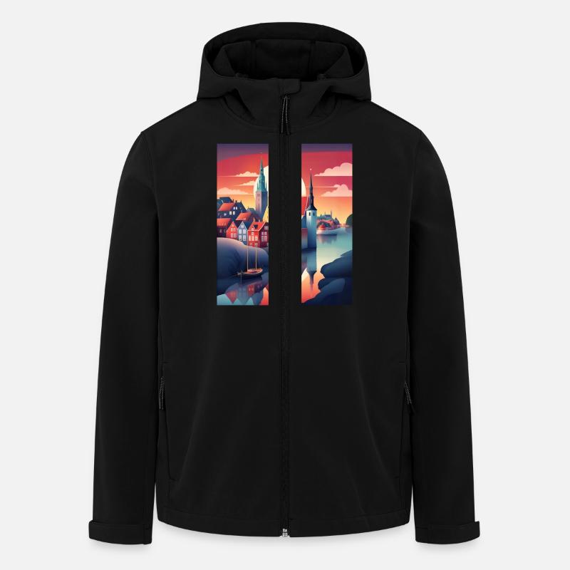 Die Stadt Dänemark - Recycelte Männer Softshell-Jacke von Stanley/Stella - Schwarz