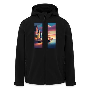 Denmark town harbour - Men’s Recycled Softshell Jacket by Stanley/Stella - black - Front - AI Model Male 185 light (185cm)
