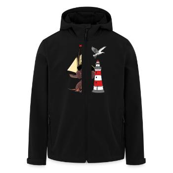 Dackel Hund maritim - Recycelte Männer Softshell-Jacke von Stanley/Stella - Schwarz - Vorne - AI Model Male 185 light (185cm)