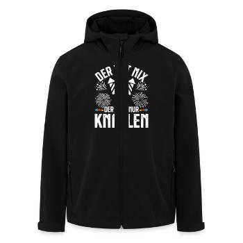 Feuerwerk DER TUT NIX DER WILL NUR KNALLEN - Recycelte Männer Softshell-Jacke von Stanley/Stella - Schwarz - Vorne - AI Model Male 185 light (185cm)