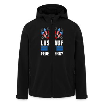 Pyrotechniker LUST AUF EIN FEUERWERK? Lustiges - Recycelte Männer Softshell-Jacke von Stanley/Stella - Schwarz - Vorne - AI Model Male 185 light (185cm)