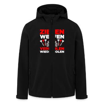 Dart Spieler ZIELEN WERFEN VERFEHLEN WIEDERHOLEN - Recycelte Männer Softshell-Jacke von Stanley/Stella - Schwarz - Vorne - AI Model Male 185 light (185cm)