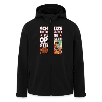 Opi SCHNAUZE AUF DEN BILLIGEN PLÄTZEN OPA WILL - Recycelte Männer Softshell-Jacke von Stanley/Stella - Schwarz - Vorne - AI Model Male 185 light (185cm)