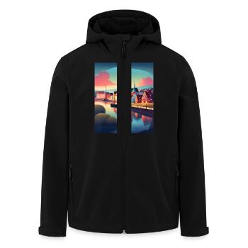 Une ville du Danemark - Veste softshell homme en polyester recyclé Stanley/Stella - noir - Devant - AI Model Male 185 light (185cm)