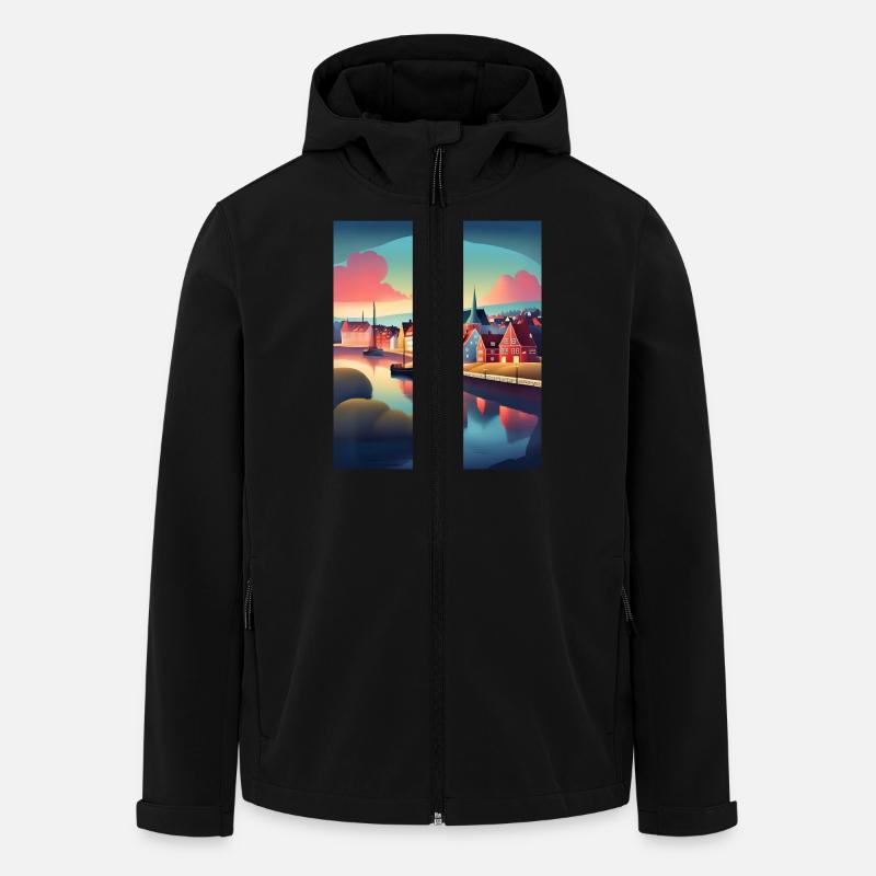 Eine Stadt in Dänemark - Recycelte Männer Softshell-Jacke von Stanley/Stella - Schwarz