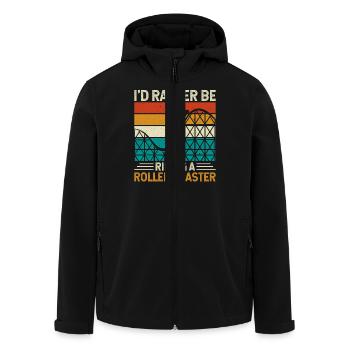 Roller Coaster Theme Park - Men’s Recycled Softshell Jacket by Stanley/Stella - black - Front - AI Model Male 185 light (185cm)