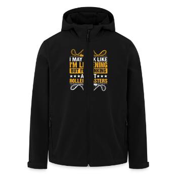 Roller Coaster Theme Park - Men’s Recycled Softshell Jacket by Stanley/Stella - black - Front - AI Model Male 185 light (185cm)