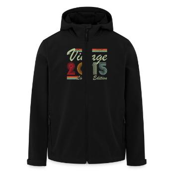 2015 Vintage Cadeau Anniversaire Rétro - Veste softshell homme en polyester recyclé Stanley/Stella - noir - Devant - AI Model Male 185 light (185cm)