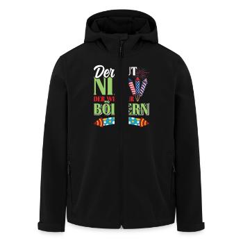 Pyrotechniker DER TUT NIX DER WILL NUR BÖLLERN - Recycelte Männer Softshell-Jacke von Stanley/Stella - Schwarz - Vorne - AI Model Male 185 light (185cm)