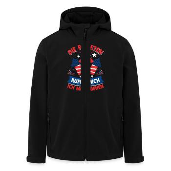 Feuerwerk DIE RAKETEN RUFEN MICH ICH MUSS GEHEN - Recycelte Männer Softshell-Jacke von Stanley/Stella - Schwarz - Vorne - AI Model Male 185 light (185cm)