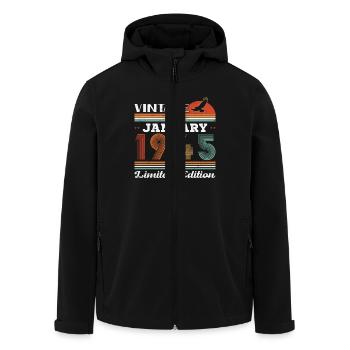 Cadeau D'anniversaire Vintage Nées En Janvier 1945 - Veste softshell homme en polyester recyclé Stanley/Stella - noir - Devant - AI Model Male 185 light (185cm)
