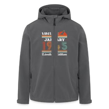 Vintage Geburtstagsgeschenk Geboren im Januar 1945 - Recycelte Männer Softshell-Jacke von Stanley/Stella - Anthrazit - Vorne - AI Model Male 185 light (185cm)