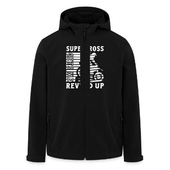 Un pilote de moto tout-terrain me fait monter en puissance MX Motocross - Veste softshell homme en polyester recyclé Stanley/Stella - noir - Devant - AI Model Male 185 light (185cm)