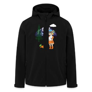 Frohe Ostern Mädchen Hase Kaninchen Rüben Berge - Recycelte Männer Softshell-Jacke von Stanley/Stella - Schwarz - Vorne - AI Model Male 185 light (185cm)