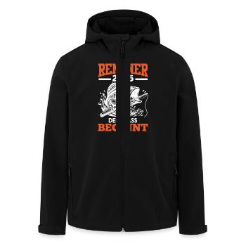 Ruhestand RENTNER 2025 DER SPASS BEGINNT - Recycelte Männer Softshell-Jacke von Stanley/Stella - Schwarz - Vorne - AI Model Male 185 light (185cm)