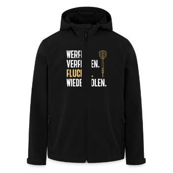 Dartspielerin WERFEN VERFEHLEN FLUCHEN WIEDERHOLEN - Recycelte Männer Softshell-Jacke von Stanley/Stella - Schwarz - Vorne - AI Model Male 185 light (185cm)