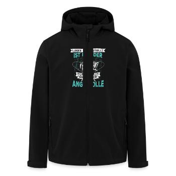 Links eingestellt ist nur der Griff der Angelrolle - Recycelte Männer Softshell-Jacke von Stanley/Stella - Schwarz - Vorne - AI Model Male 185 light (185cm)