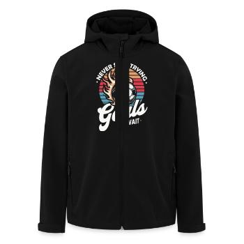 Never Stop Trying Goals Await Football Motivation - Men’s Recycled Softshell Jacket by Stanley/Stella - black - Front - AI Model Male 185 light (185cm)
