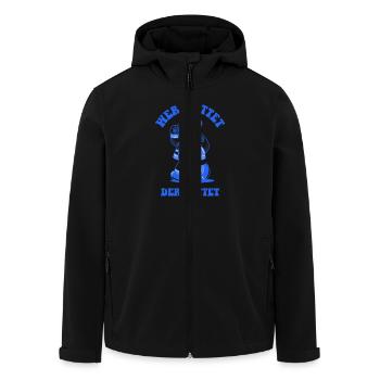 "Wer rettet, der fettet" Rettungsdienst Design - Recycelte Männer Softshell-Jacke von Stanley/Stella - Schwarz - Vorne - AI Model Male 185 light (185cm)
