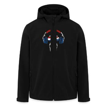 Affe mit Headset Musik Niederlande - Recycelte Männer Softshell-Jacke von Stanley/Stella - Schwarz - Vorne - AI Model Male 185 light (185cm)