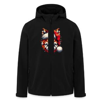 Polygon Kunst - Fuchs mit Weihnachtsmütze - Recycelte Männer Softshell-Jacke von Stanley/Stella - Schwarz - Vorne - AI Model Male 185 light (185cm)
