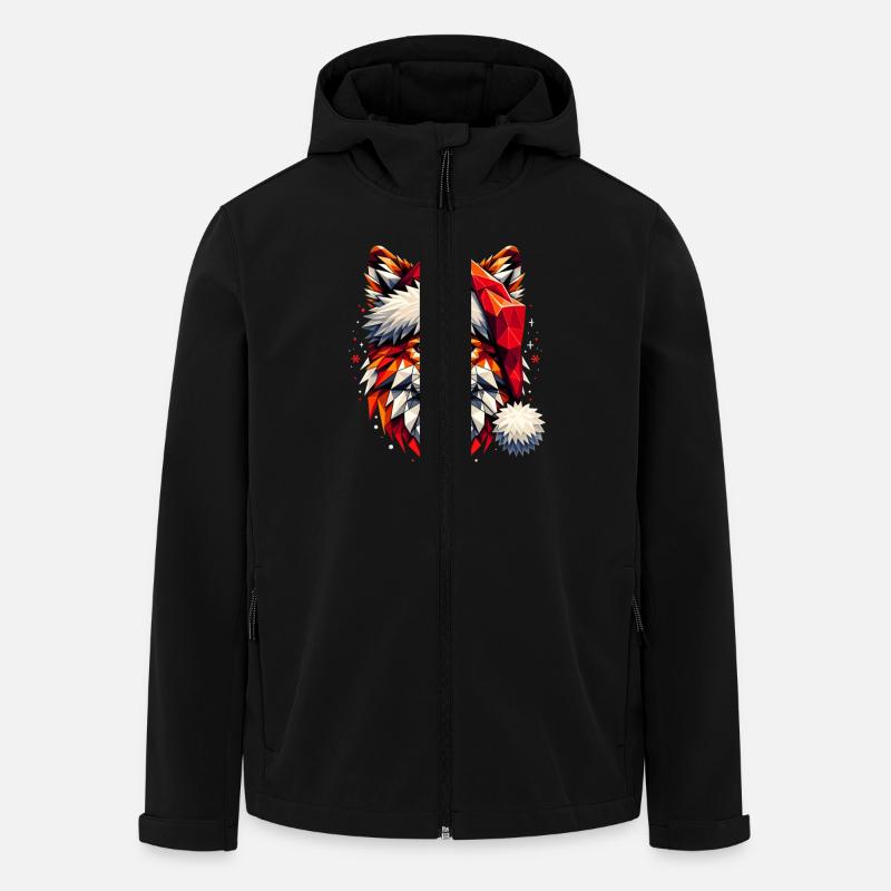 Polygon Kunst - Fuchs mit Weihnachtsmütze - Recycelte Männer Softshell-Jacke von Stanley/Stella - Schwarz