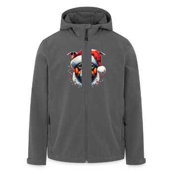 Polygon Design - Pitbull Dog with Santa Hat - Men’s Recycled Softshell Jacket by Stanley/Stella - anthracite - Front - AI Model Male 185 light (185cm)