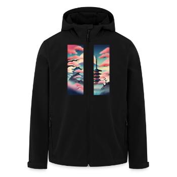 Beautiful japanese view - Men’s Recycled Softshell Jacket by Stanley/Stella - black - Front - AI Model Male 185 light (185cm)