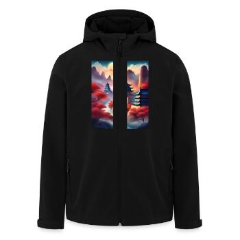 Fantastische japanische Festungen - Recycelte Männer Softshell-Jacke von Stanley/Stella - Schwarz - Vorne - AI Model Male 185 light (185cm)