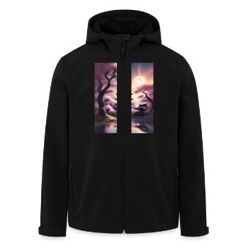 Japanische Gebäude während Sakura - Recycelte Männer Softshell-Jacke von Stanley/Stella - Schwarz - Vorne - AI Model Male 185 light (185cm)