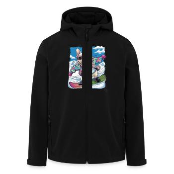 Französische Bulldogge Snowboard Skifahren - Recycelte Männer Softshell-Jacke von Stanley/Stella - Schwarz - Vorne - AI Model Male 185 light (185cm)