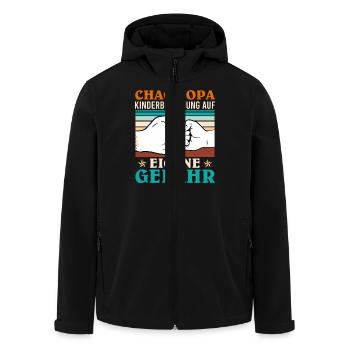 Opi CHAOS OPA KINDERBETREUUNG AUF EIGENE GEFAHR - Recycelte Männer Softshell-Jacke von Stanley/Stella - Schwarz - Vorne - AI Model Male 185 light (185cm)