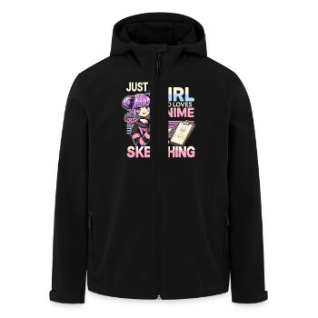 Just A Girl Who Loves Anime And Sketching, Anime - Recycelte Männer Softshell-Jacke von Stanley/Stella - Schwarz - Vorne - AI Model Male 185 light (185cm)