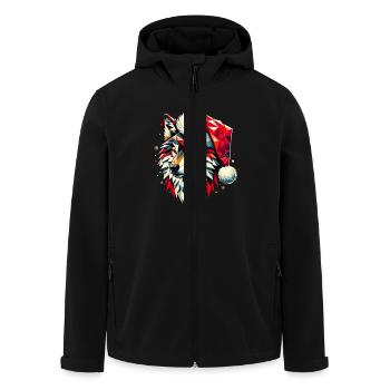 Polygone Art Loup Portant Chapeau Père Noël Original - Veste softshell homme en polyester recyclé Stanley/Stella - noir - Devant - AI Model Male 185 light (185cm)