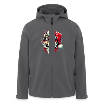 Polygon Kunst Wolf trägt Weihnachtsmütze Original - Recycelte Männer Softshell-Jacke von Stanley/Stella - Anthrazit - Vorne - AI Model Male 185 light (185cm)