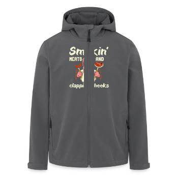 Smokin' Meats And Clapping Cheeks Grilling BBQ - Men’s Recycled Softshell Jacket by Stanley/Stella - anthracite - Front - AI Model Male 185 light (185cm)